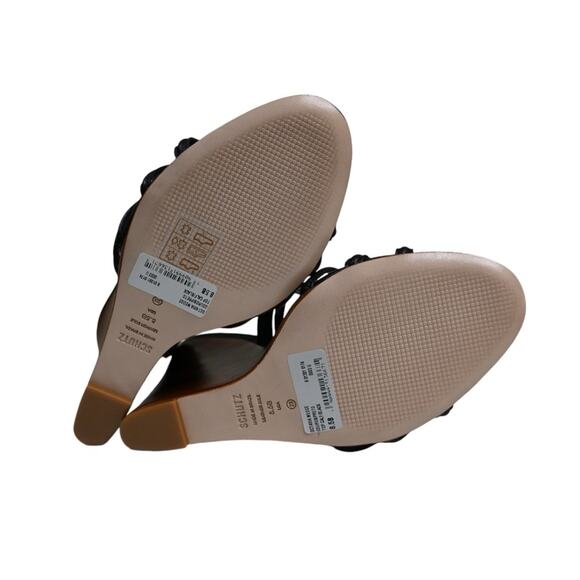 Schutz Womens 8.5 Octavia Wedge Leather Sandal in Black NEW - Picture 9 of 10